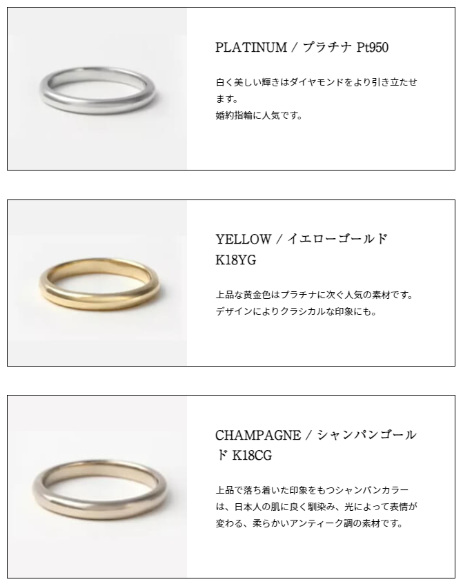 手作り結婚指輪の素材