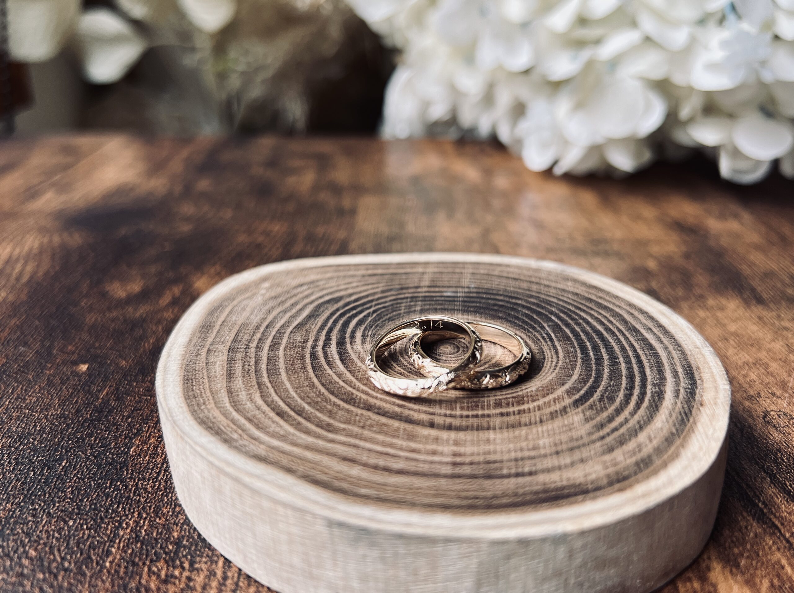 手作りハワイアンシルバーリング（ペアリング） シルバー（SV950） 甲丸 ハワイアン ３mm 手打ち刻印