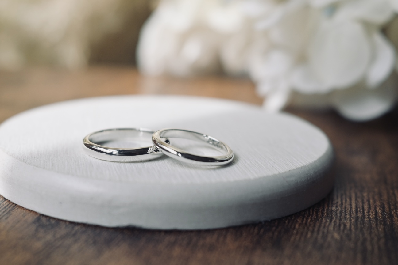 手作りペアリング（シルバー） シルバー（SV950） 甲丸 鏡面 ２mm ３mm 手打ち刻印