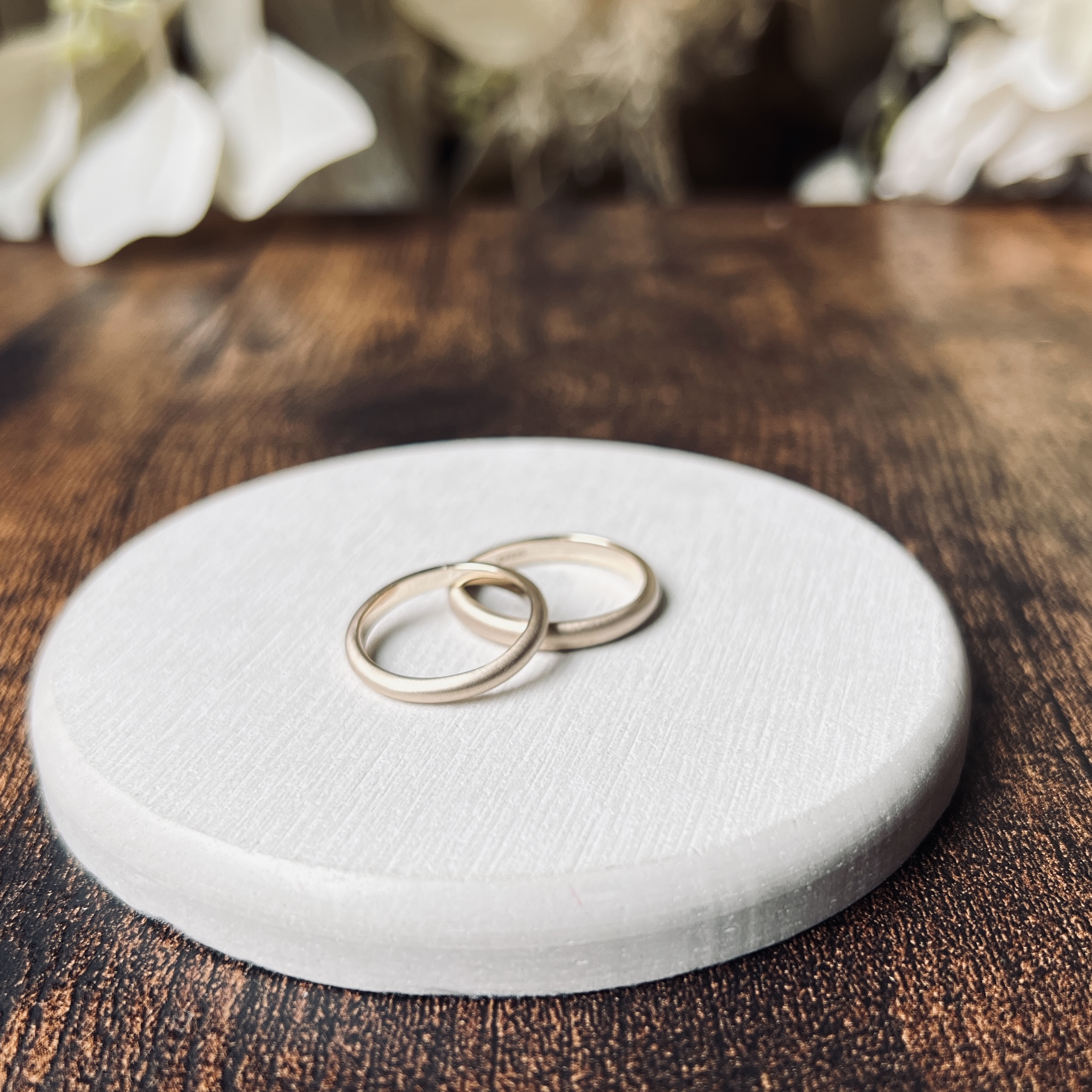 手作りペアリング（シルバー） シルバー（SV950） 甲丸 つや消し ２mm ３mm カラーリング（シャンパンゴールド）