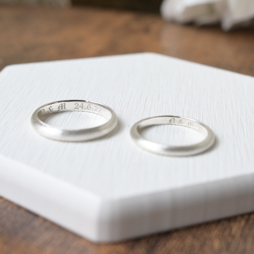 手作りペアリング（シルバー） シルバー（SV950） 甲丸 スターダスト ２mm ３mm レーザー刻印 変色防止コーティング