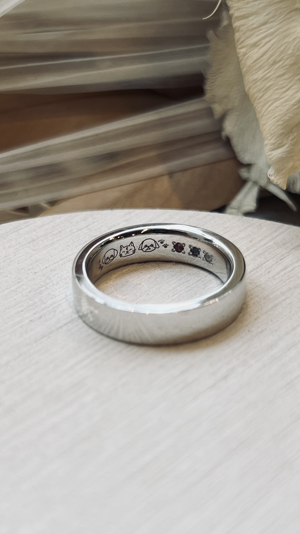 手作りリング（ソロコース） シルバー925 五光留め 平打ち（内甲丸） 鏡面 ５mm 10月 トルマリン 11月 ブルートパーズ 3月 アクアマリン 6月 ムーンストーン カラーリング（ロジウム） 手書きレーザー刻印