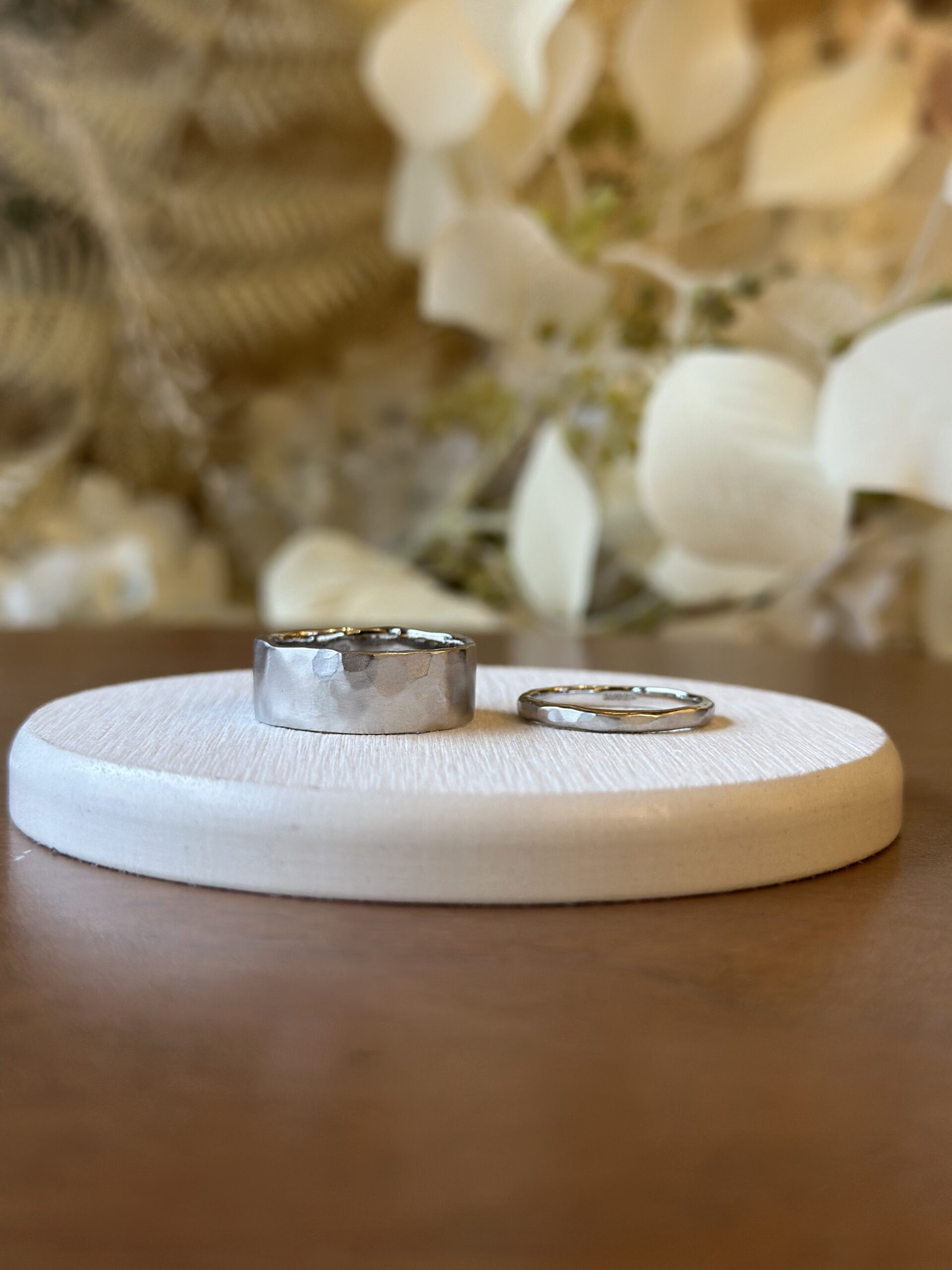 手作りペアリング（シルバー） シルバー925 平打ち（内甲丸） つや消し ２mm ８mm