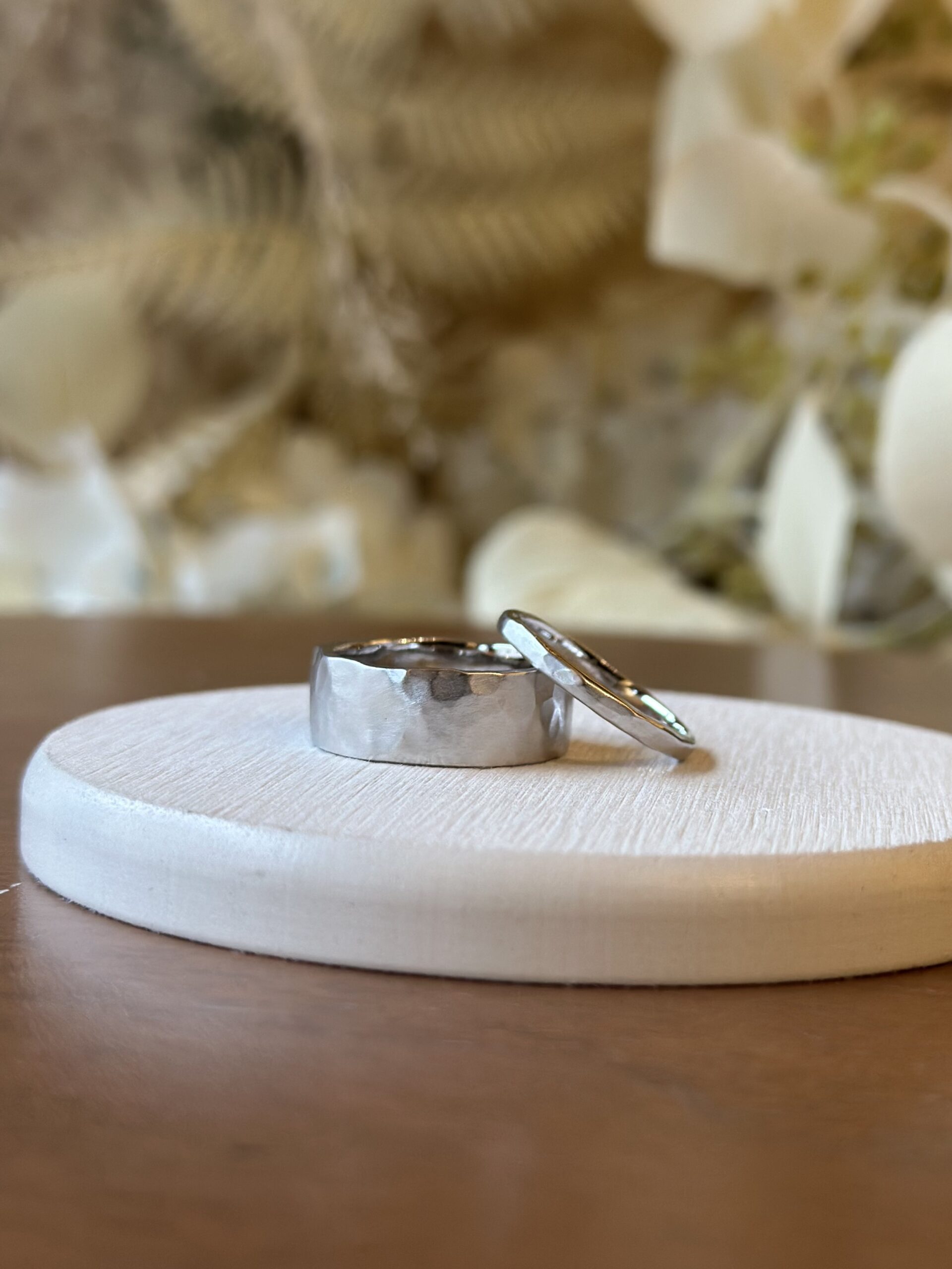 手作りペアリング（シルバー） シルバー925 平打ち（内甲丸） つや消し ２mm ８mm