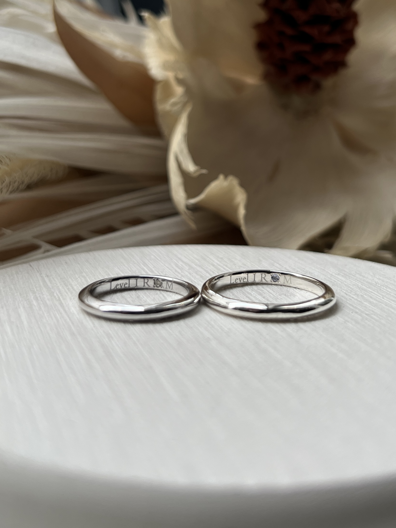 手作りペアリング（シルバー） シルバー925 甲丸 鏡面 ２mm 12月 タンザナイト 6月 ムーンストーン カラーレスダイヤモンド カラーリング（ロジウム） レーザー刻印 変色防止コーティング