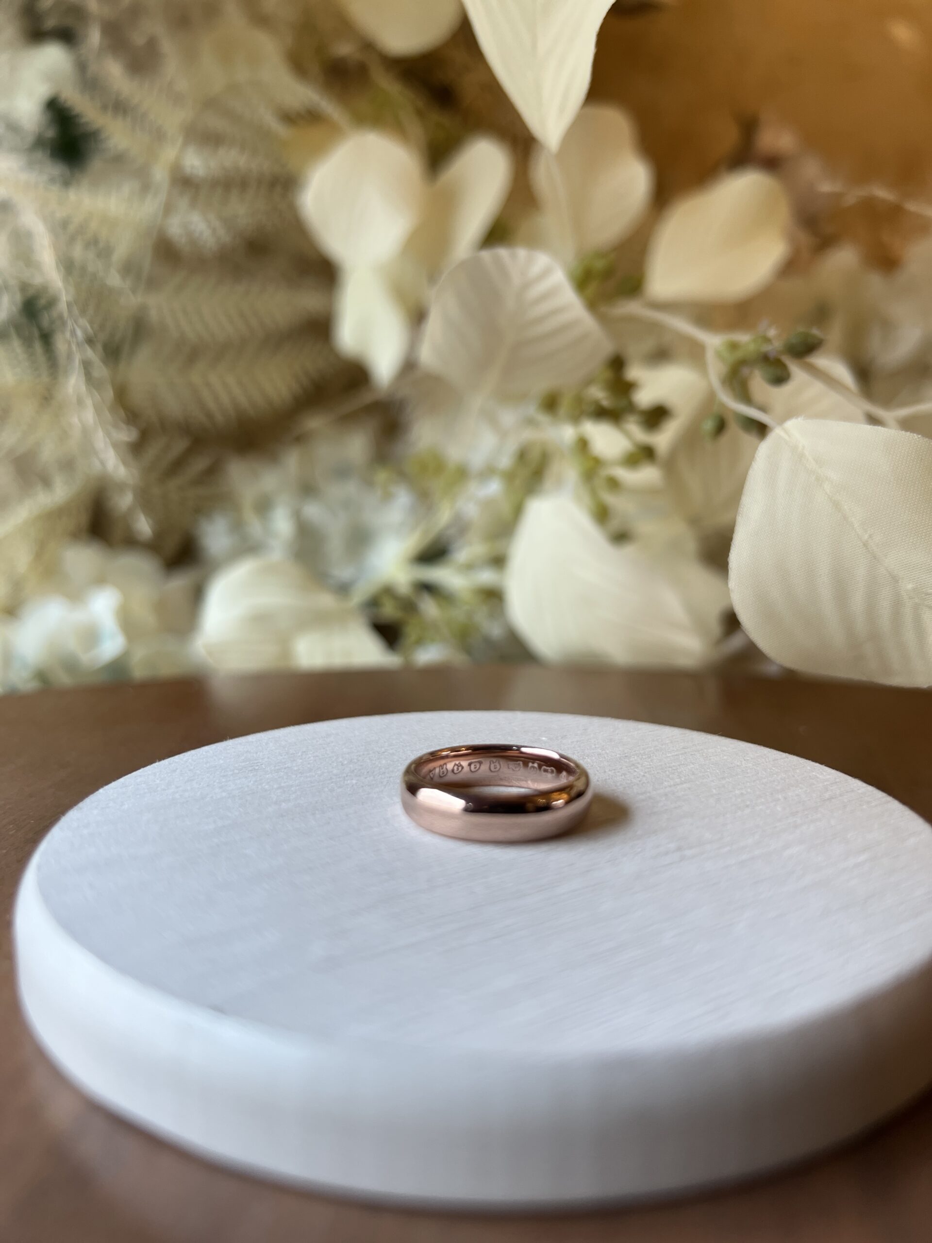 手作りリング（ソロコース） シルバー925 五光留め 甲丸 鏡面 ５mm 10月 トルマリン カラーリング（ピンクゴールド） 手書きレーザー刻印