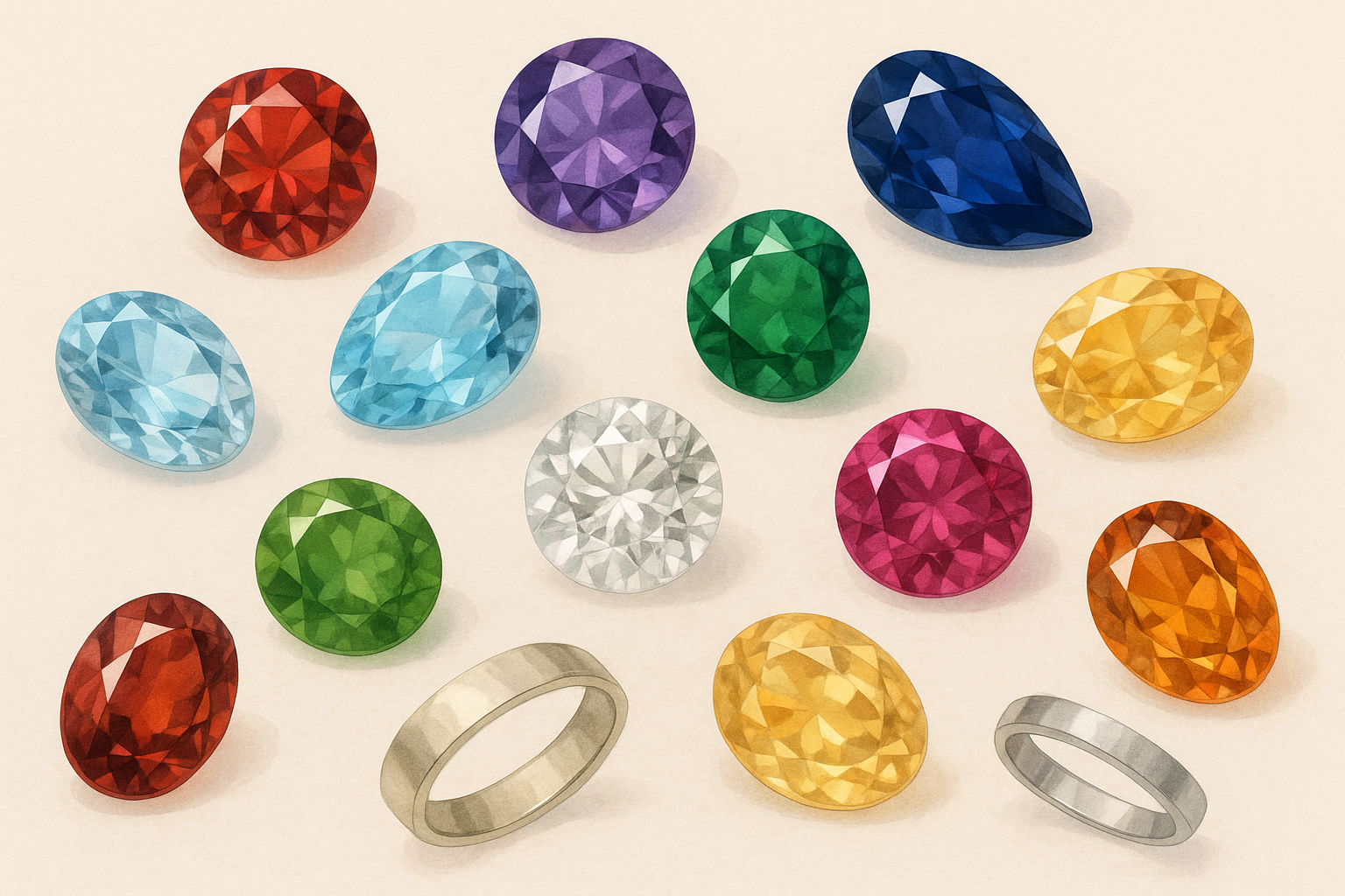 結婚指輪に誕生石を入れるのはどう？12ヶ月の石言葉と意味、入れ方や種類を一覧で紹介