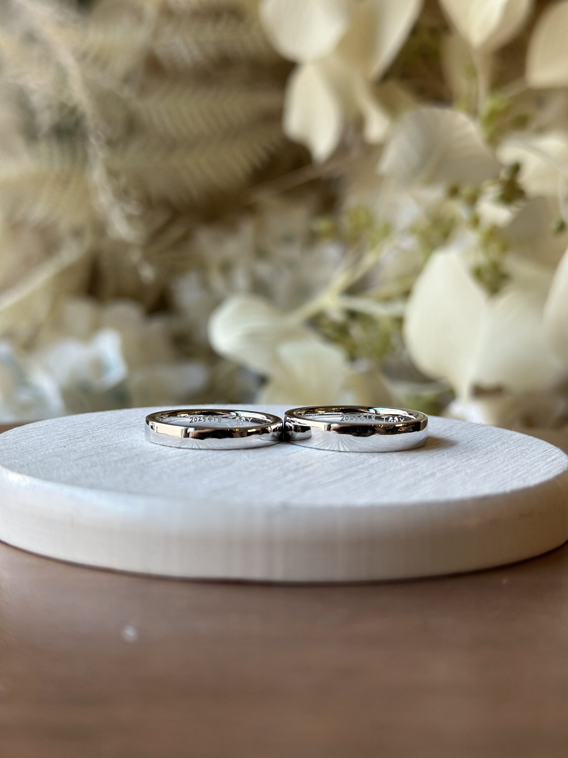 手作りペアリング（シルバー） シルバー925 平打ち（内甲丸） 平打ち（内甲丸） 鏡面 ３mm ４mm カラーリング（ロジウム） 手書きレーザー刻印