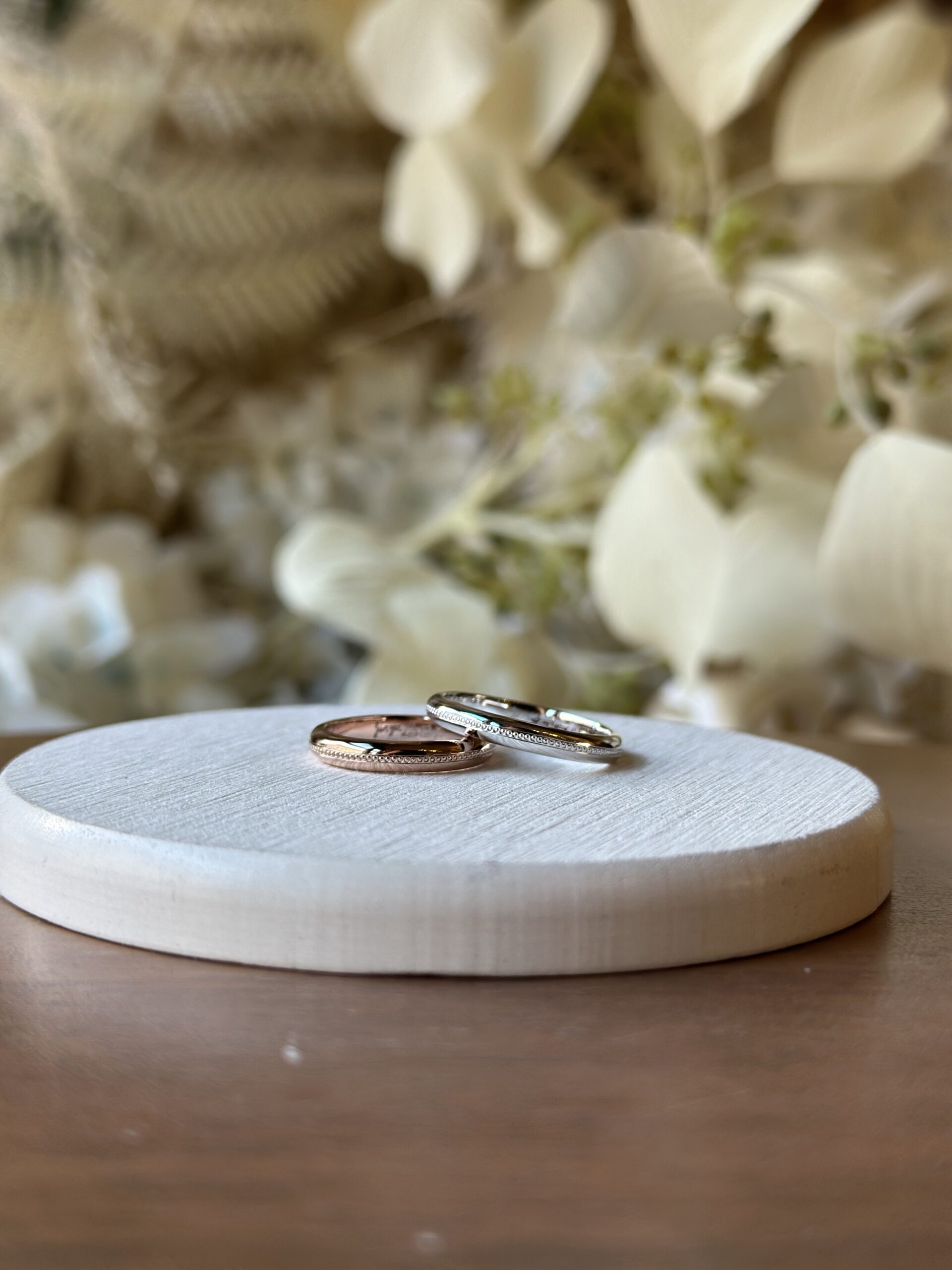 手作りペアリング（シルバー） シルバー925 甲丸 鏡面 ３mm カラーダイヤモンド ブラックダイヤモンド カラーリング（ピンクゴールド） カラーリング（ロジウム） ミル打ち 手書きレーザー刻印