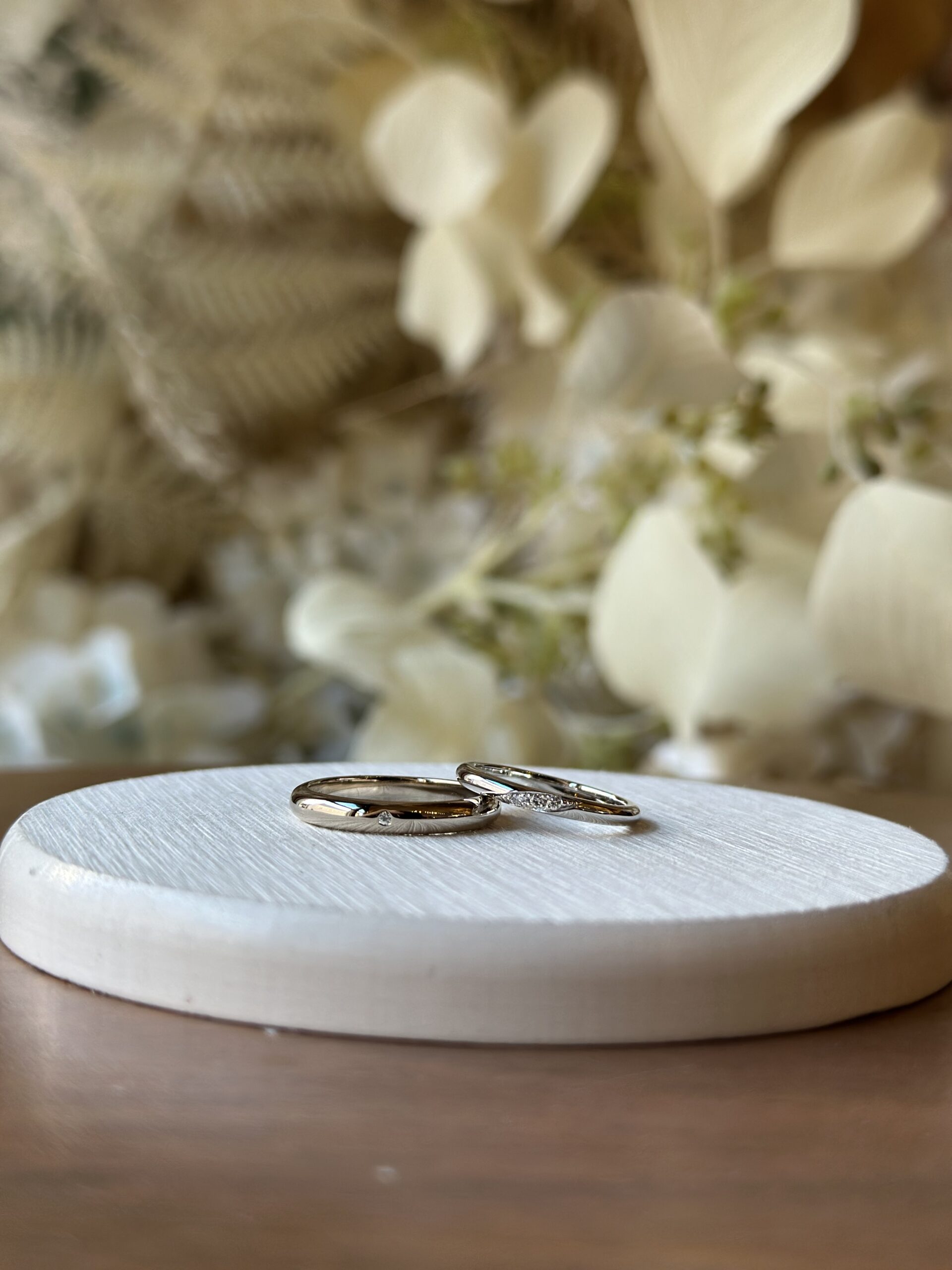 オーダー婚約指輪 手作り結婚指輪 手作り結婚指輪・婚約指輪（3本制作） シャンパンゴールド（K18CG） プラチナ（Pt950） 甲丸 鏡面 ２mm ３mm