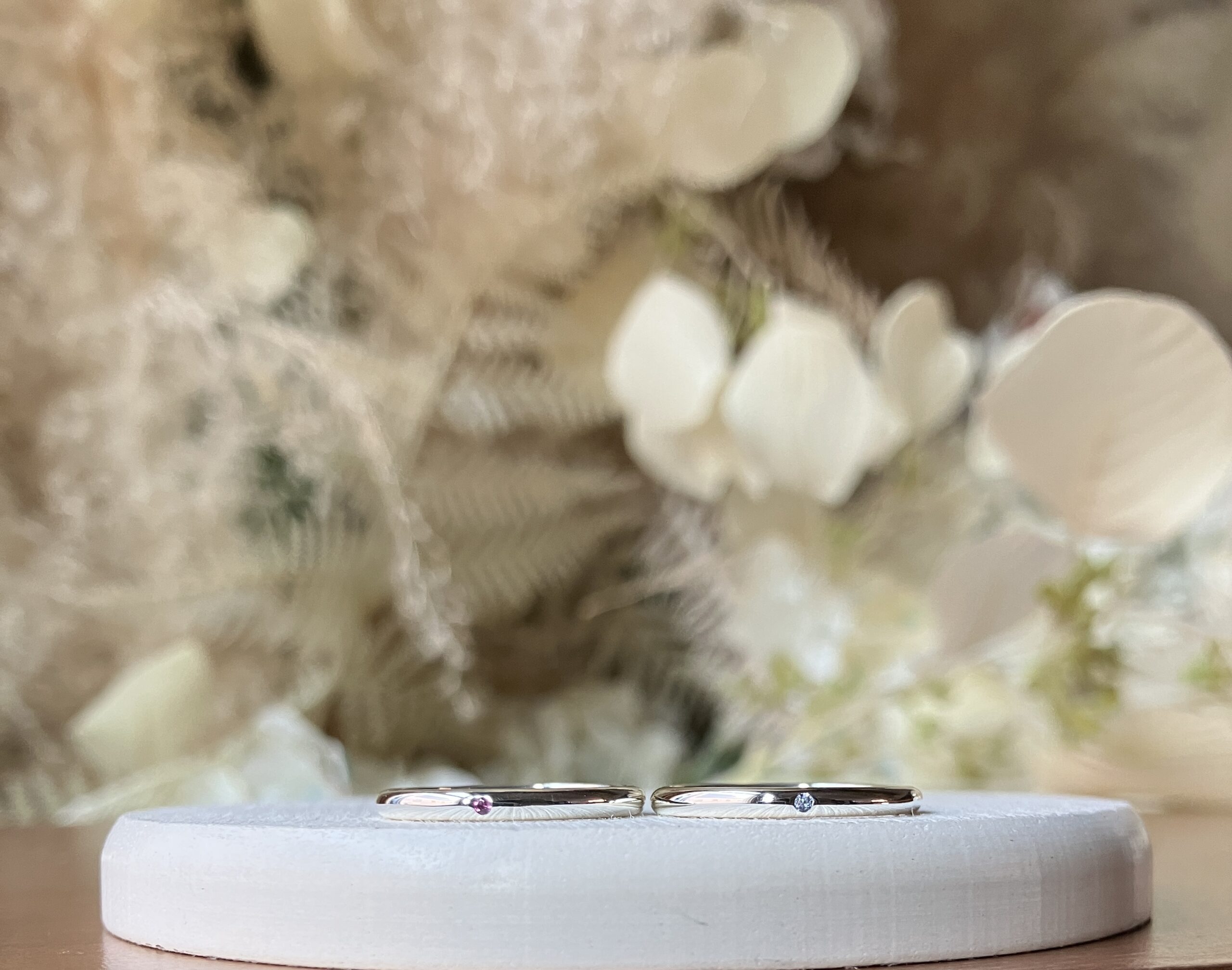 手作りペアリング（シルバー） シルバー925 甲丸 鏡面 12月 タンザナイト ロードライトガーネット