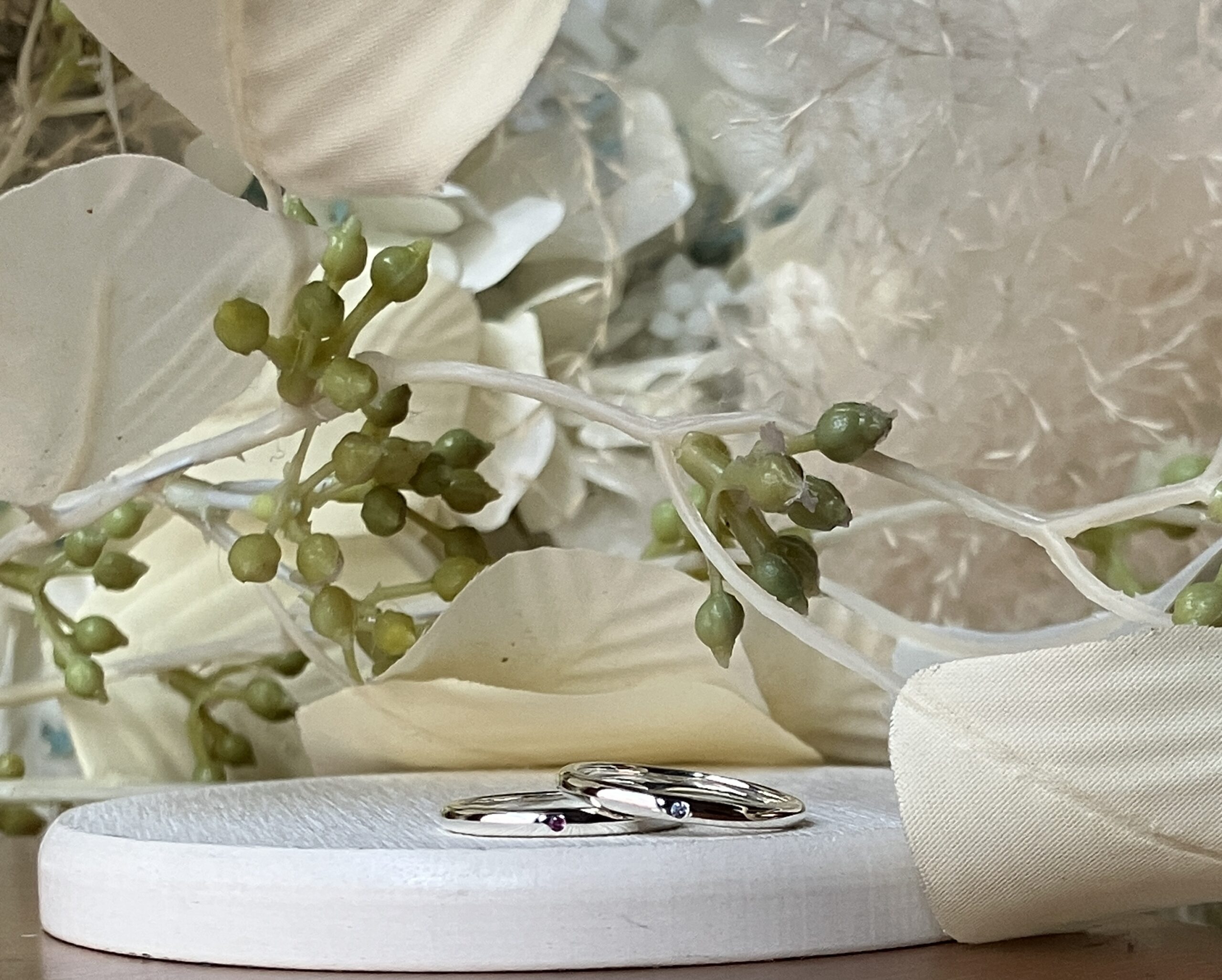 手作りペアリング（シルバー） シルバー925 甲丸 鏡面 12月 タンザナイト ロードライトガーネット