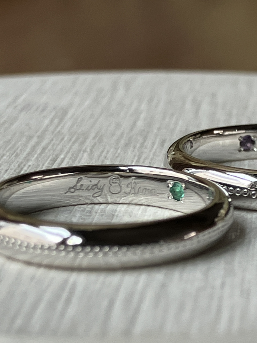 甲丸 鏡面 ３mm 2月 アメシスト 5月 エメラルド アイスブルーダイヤモンド ミル打ち