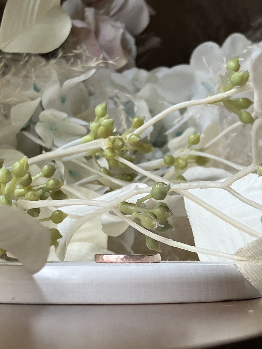 手作りペアリング（シルバー） 甲丸 つや消し ハンマー ２mm