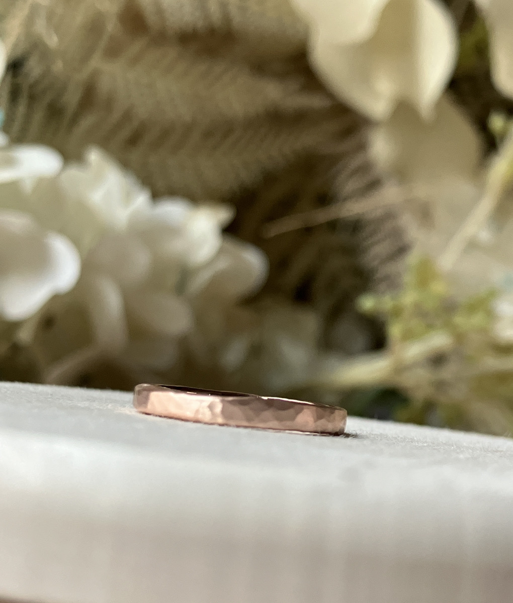 手作りペアリング（シルバー） 甲丸 つや消し ハンマー ２mm