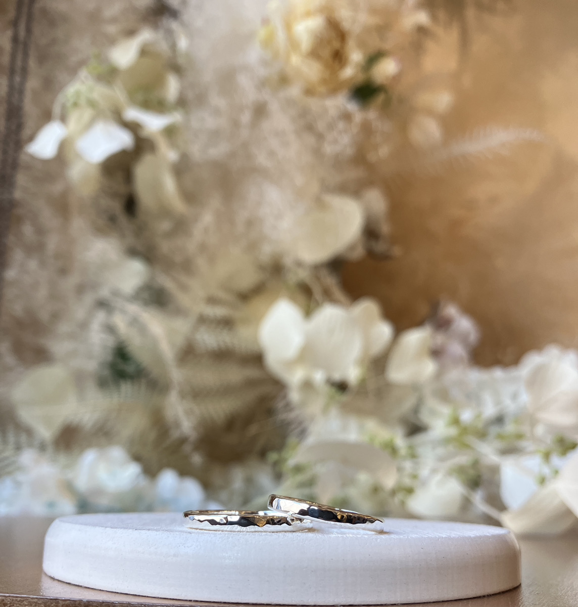 手作りペアリング（シルバー） 甲丸 鏡面 ハンマー ２mm レーザー刻印