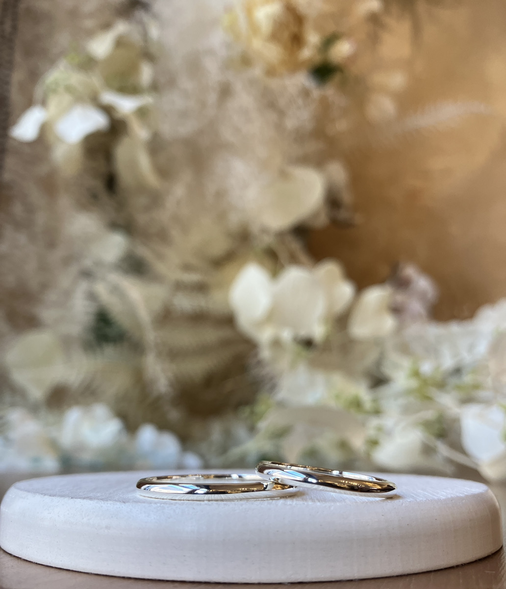 手作りペアリング（シルバー） 甲丸 鏡面 ２mm レーザー刻印