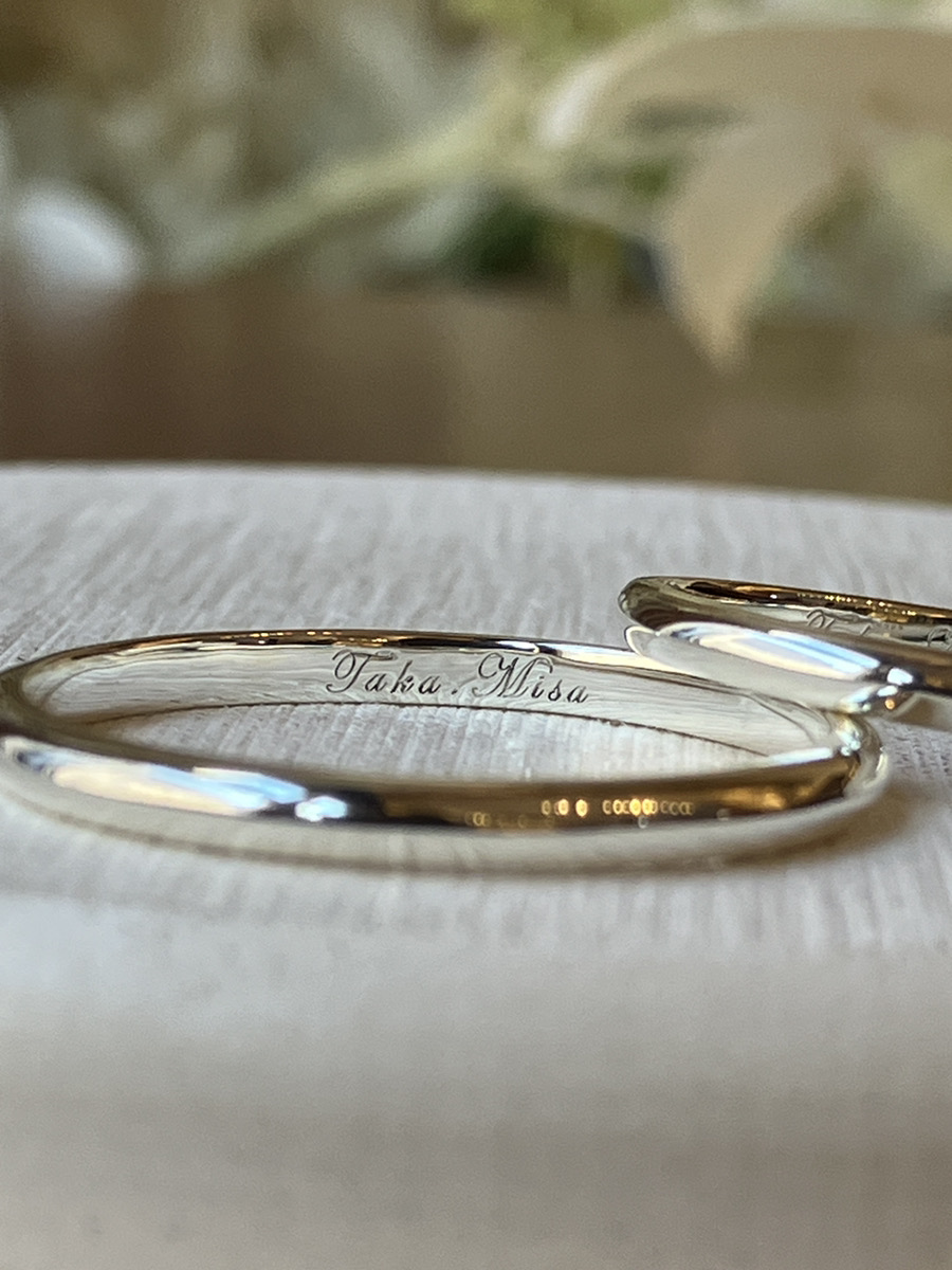 手作りペアリング（シルバー） 甲丸 鏡面 ２mm レーザー刻印
